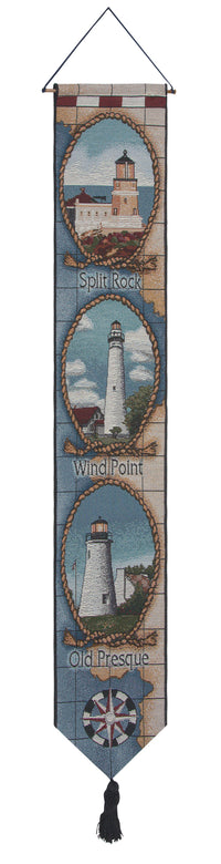 Lighthouses of the Great Lakes III Tapestry Bell Pull