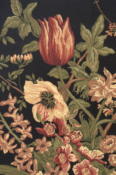 Century Floral Black European Tapestry