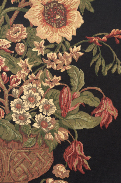 Century Floral Black European Tapestry