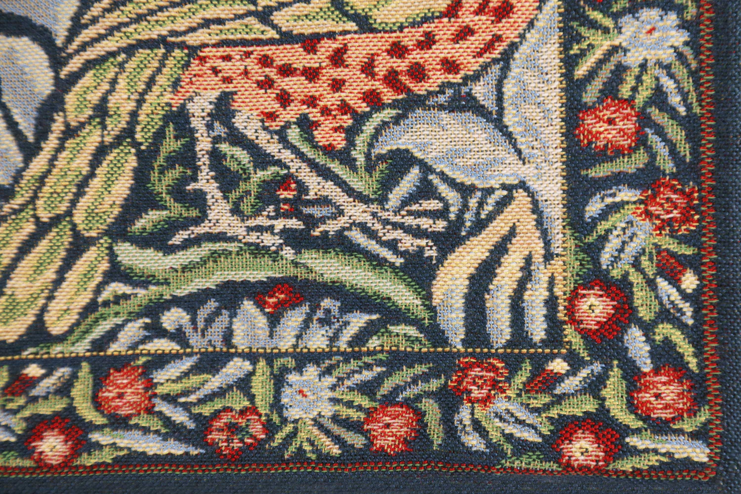 Peacock and Dragon Blue Belgian Cushion Cover
