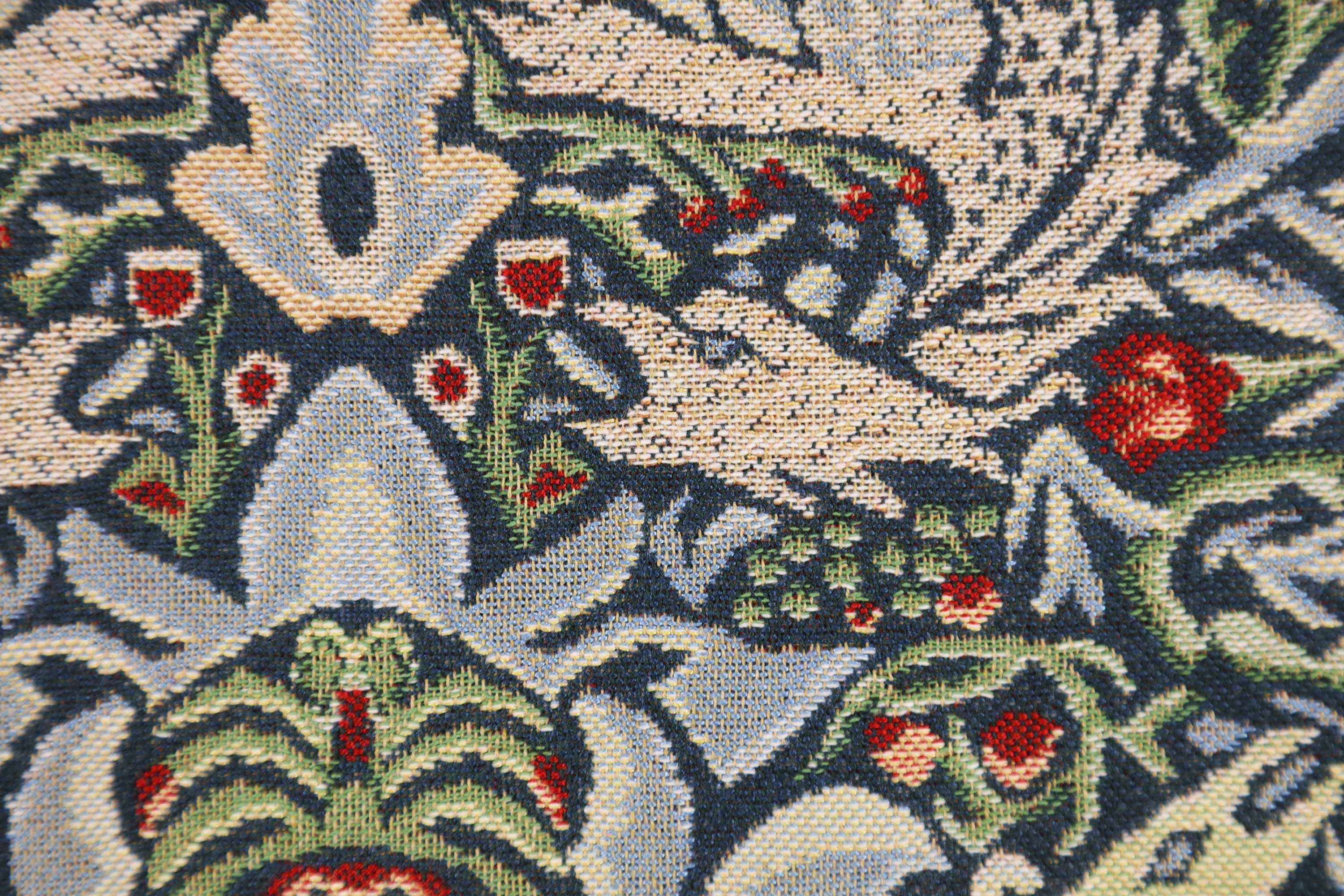 Peacock and Dragon Blue Belgian Cushion Cover