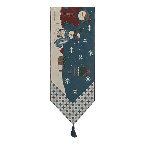 Country Snowman Tapestry Table Runner