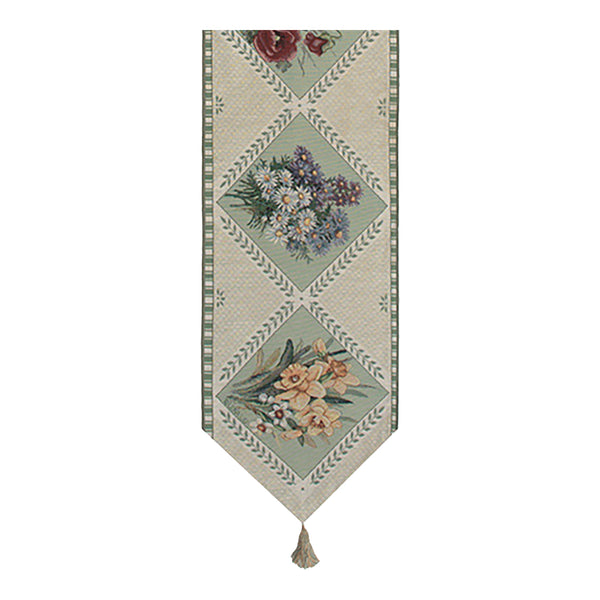 Spring Floral Collage Tapestry Table Runner