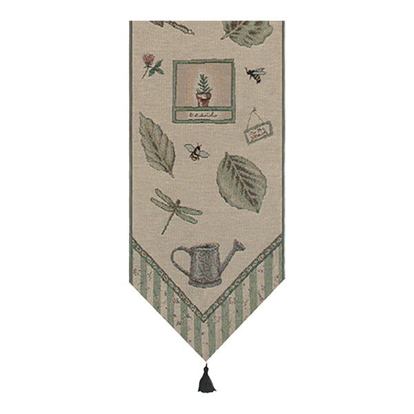 Garden Elements Black Tassel Tapestry Table Runner