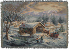 Village Covered Bridge Tapestry Throw