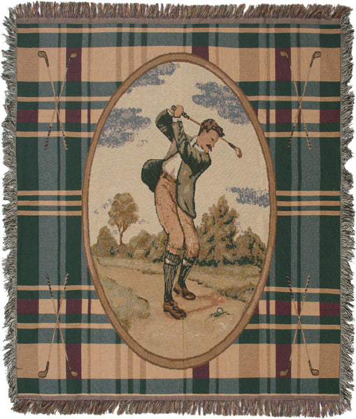 Victorian Mens Golfer Tapestry Throw