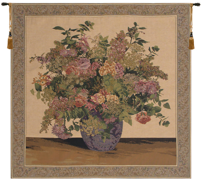 Floral Congregation Beige European Tapestry