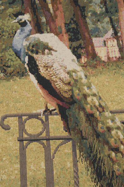 Peacock Manor with Acanthe Border Belgian Tapestry Wall Hanging