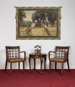 Peacock Manor with Acanthe Border Belgian Tapestry Wall Hanging