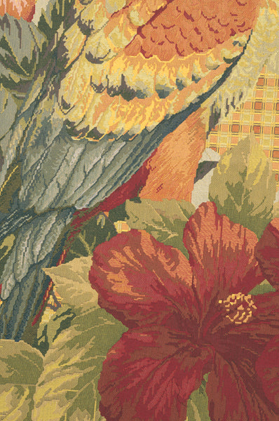 Floral Parrot with Squares European Tapestry