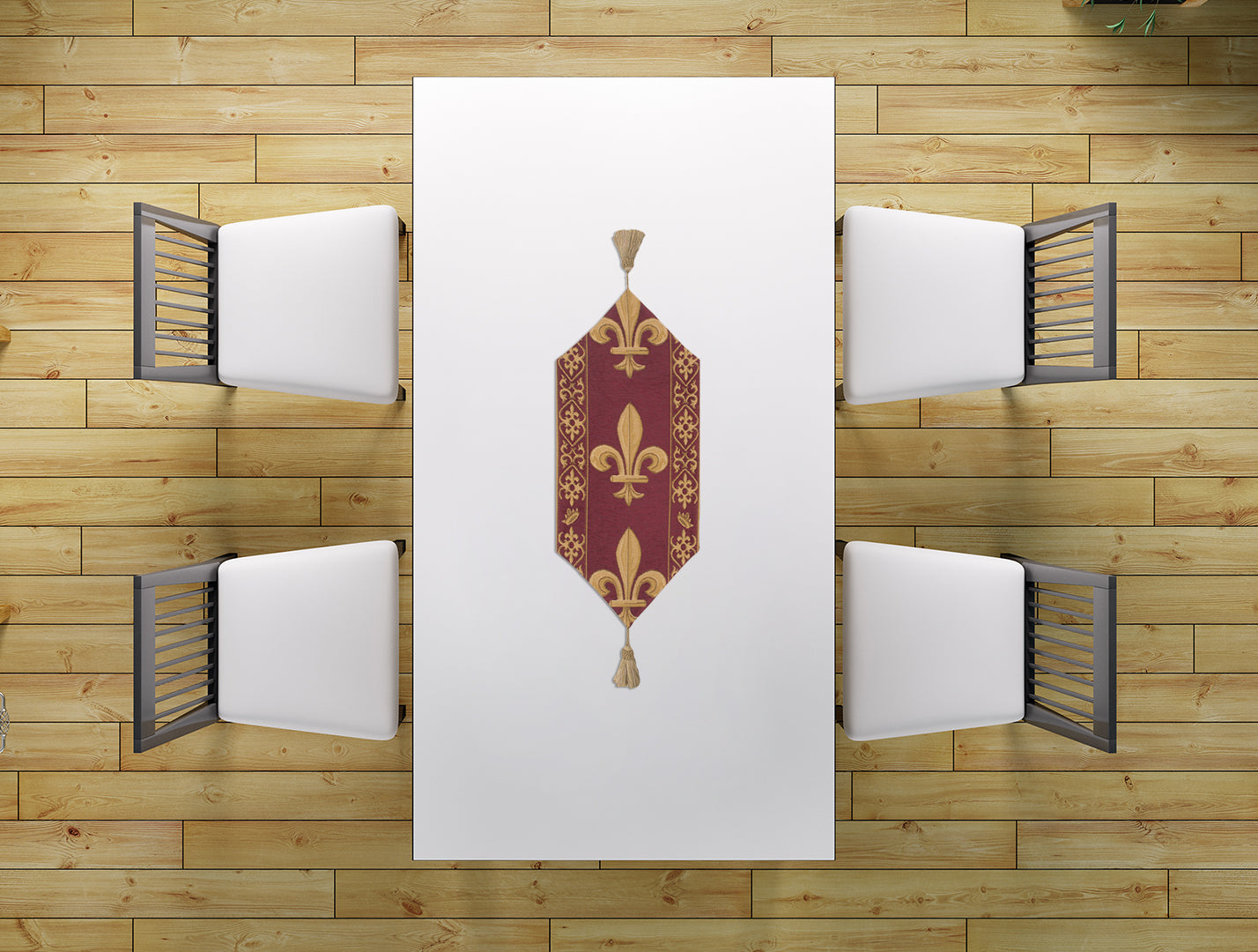 Fleur De Lys Red VI European Table Runner
