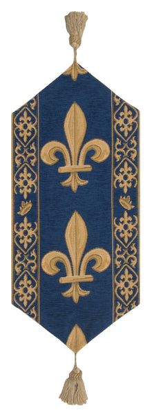 Fleur De Lys Blue VII European Table Runner