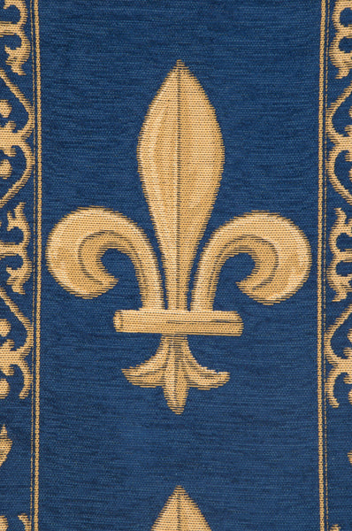 Fleur De Lys Blue V European Table Runner