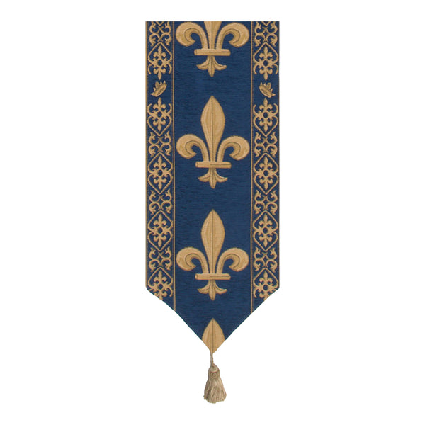 Fleur De Lys Blue V European Table Runner