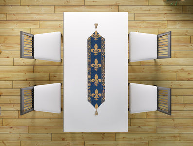Fleur de Lys Blue VI European Table Runner