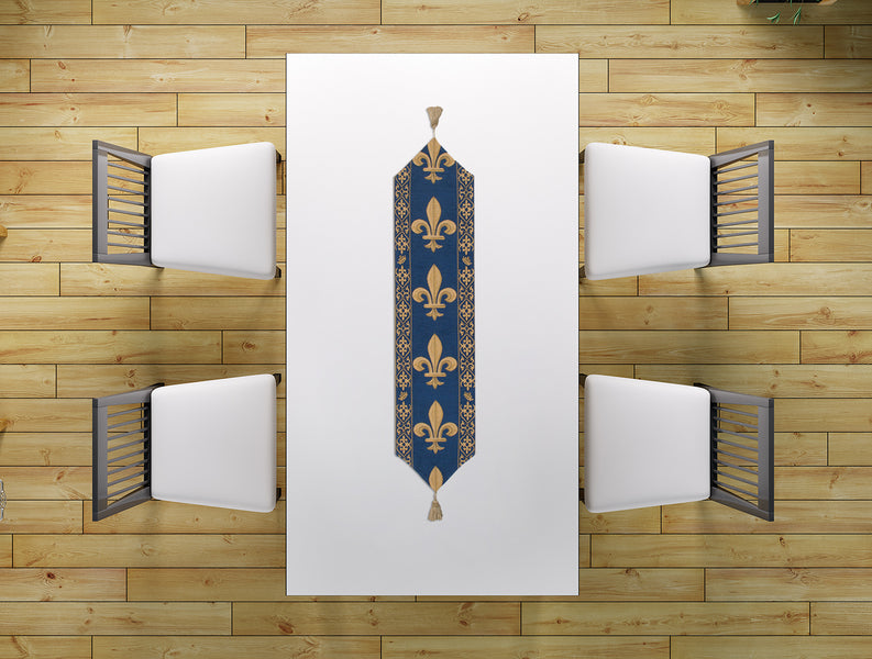 Fleur de Lys Blue VI European Table Runner