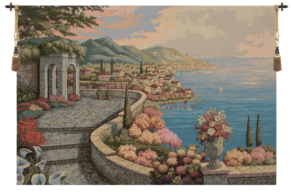 Promenade By The Lake Italian Tapestry Wall Hanging