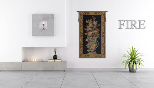 Elaborate Blue Urn Floral European Tapestry