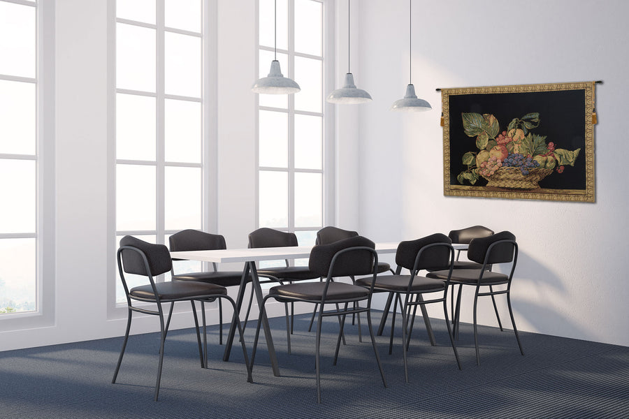 Fruit Basket Black European Tapestry