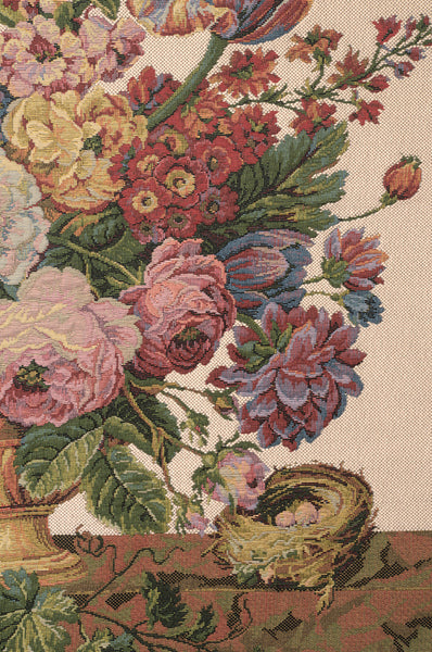 Floral with Fruits Vase Beige European Tapestry