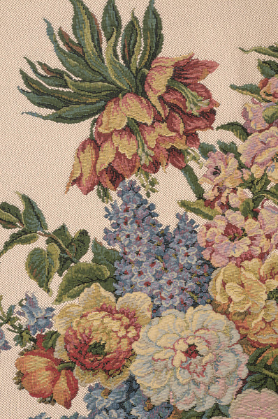 Floral with Fruits Vase Beige European Tapestry