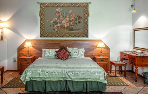 Flower Basket Green II European Tapestry