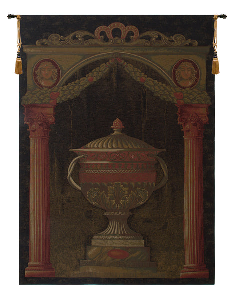 Olde World Filigree Urn Black European Tapestry