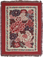 Flowers In Red Tapestry Throw