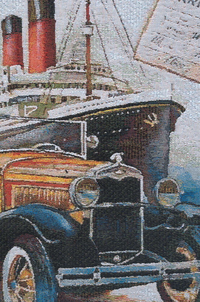 Londres New York Blue Belgian Tapestry Wall Hanging