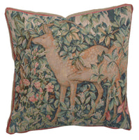 Two Does In A Forest Small French Tapestry Cushion by William Morris