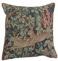 Two Hares In A Forest Large French Tapestry Cushion by William Morris