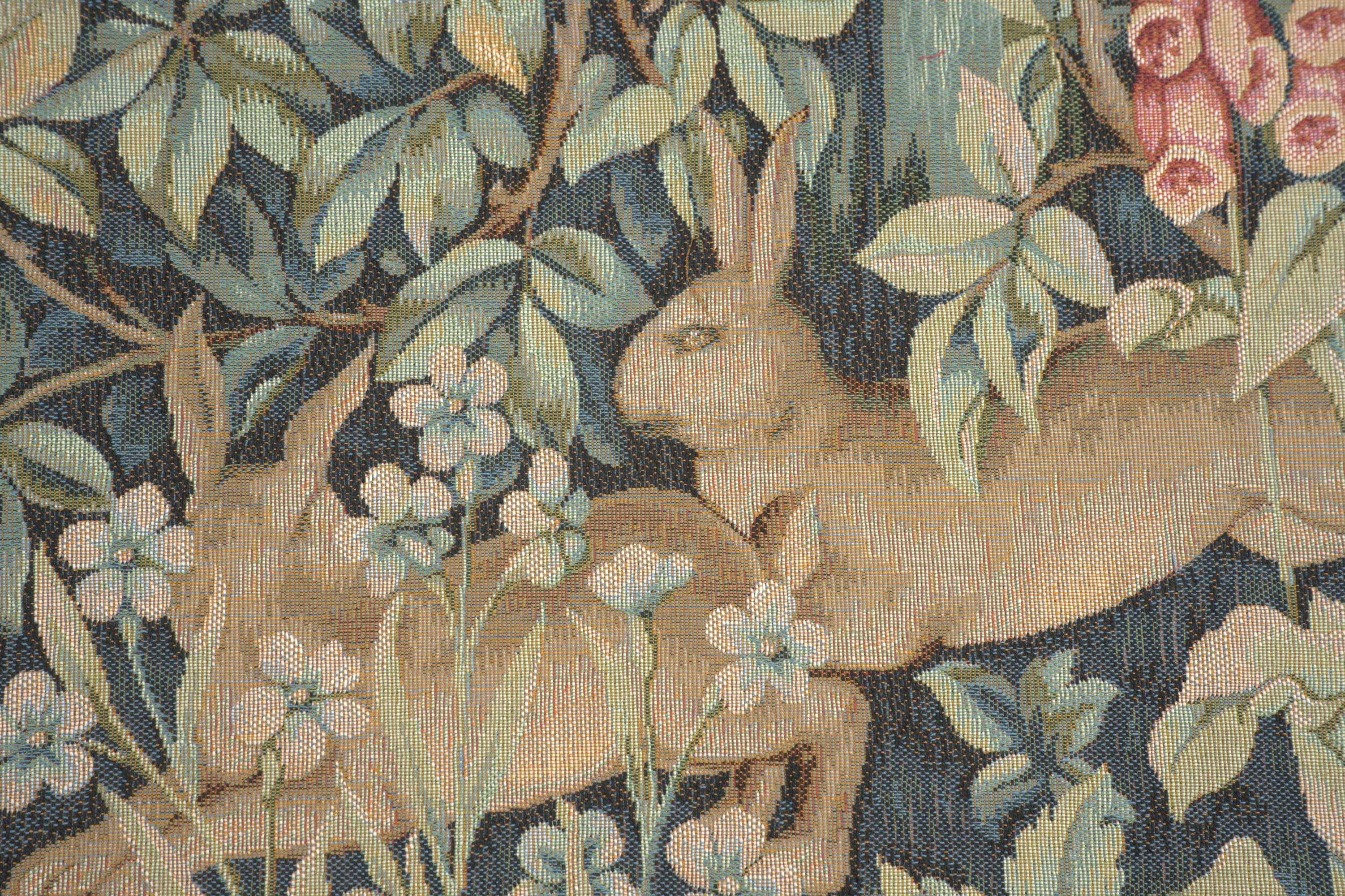 Two Hares In A Forest Large French Tapestry Cushion