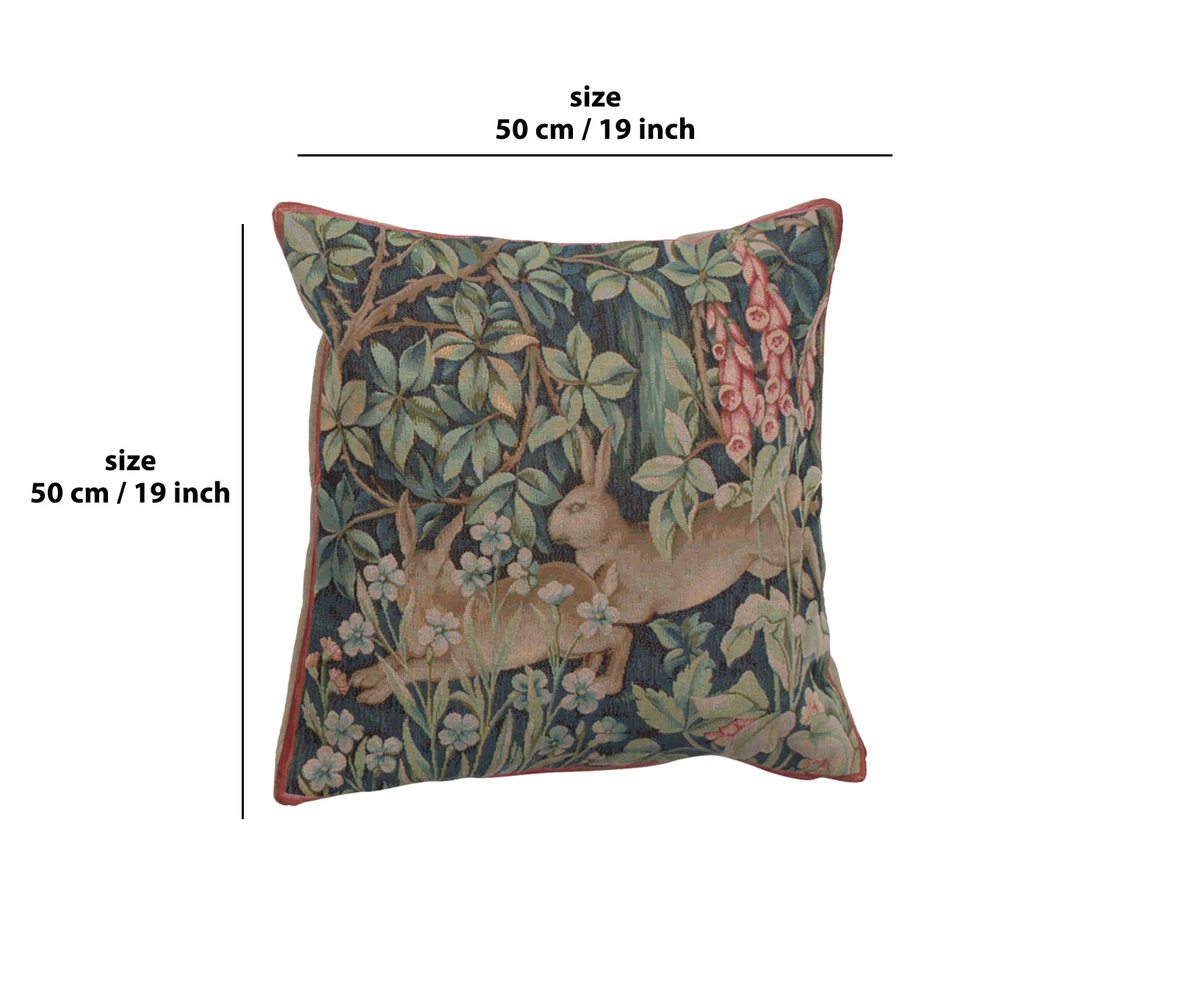 Two Hares In A Forest Large French Tapestry Cushion