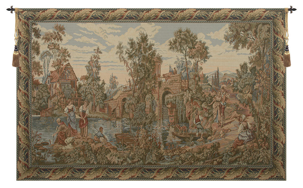 Washing by the Lake Both Panels European Tapestry
