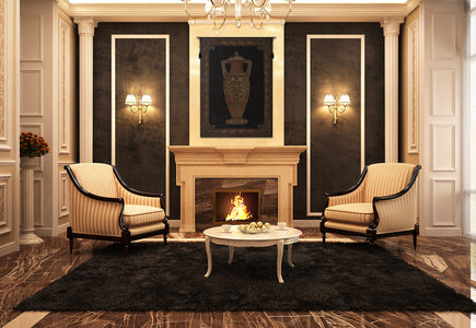 Amphora Chenille Black with Border European Tapestry