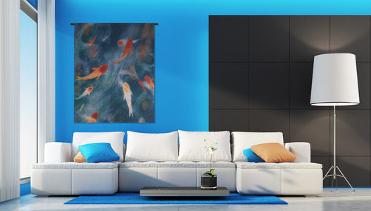 Koi Pond Small Tapestry Wall Hanging