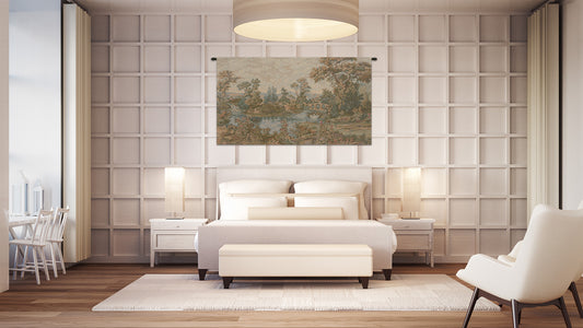 Swan in the Lake Small No Border Italian Tapestry Wall Hanging