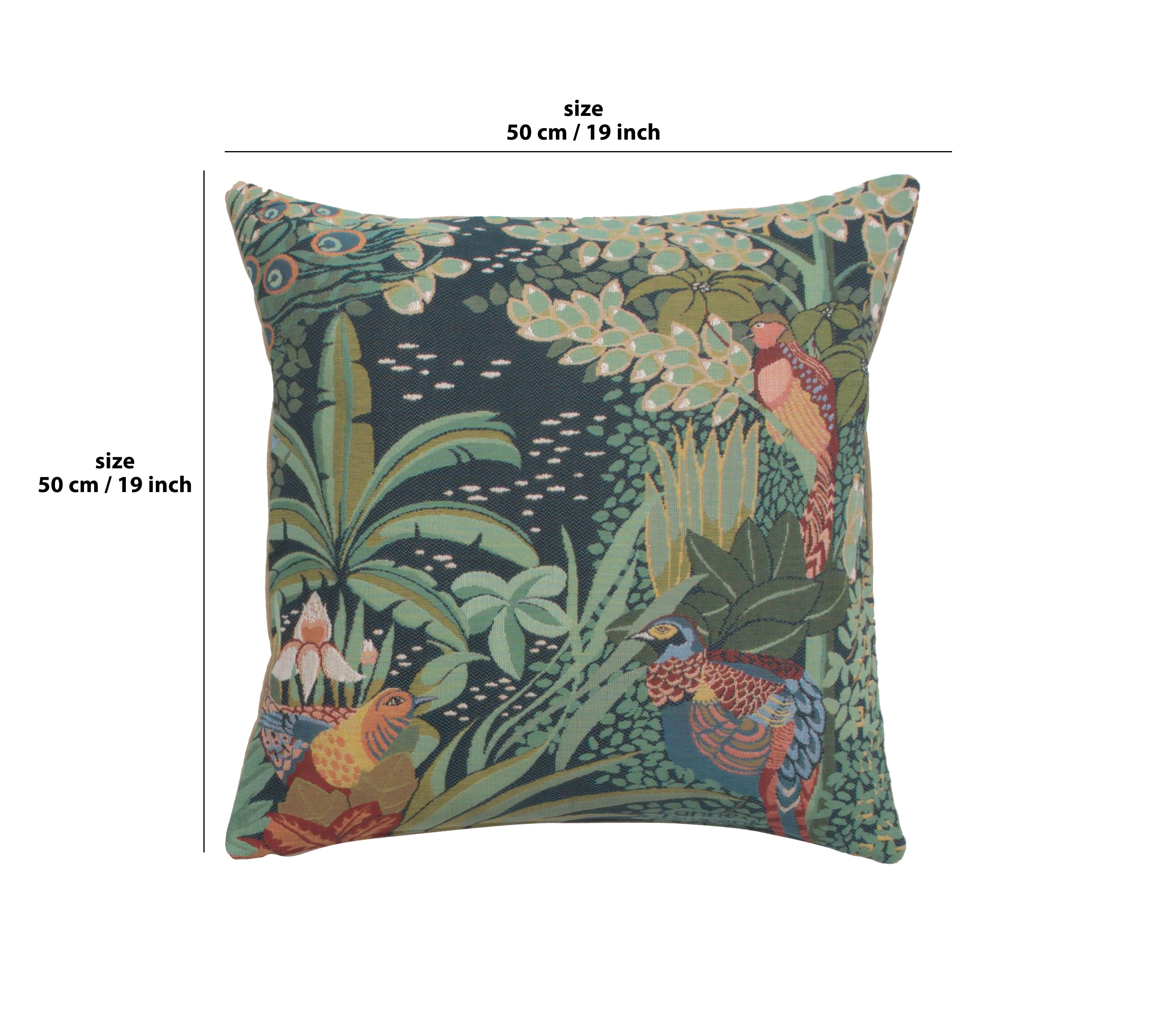 Jungle and Three Birds French Tapestry Cushion