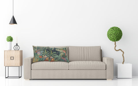 Jungle and Three Birds French Tapestry Cushion