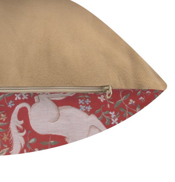 Licorne Fleuri Red French Tapestry Cushion