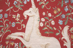 Licorne Fleuri Red French Tapestry Cushion