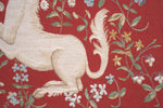 Licorne Fleuri Red French Tapestry Cushion