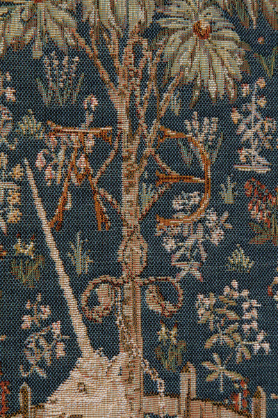 Licorne Captive Bleu Small French Tapestry Table Runner