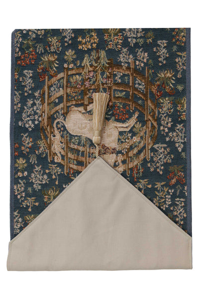 Licorne Captive Bleu Small French Tapestry Table Runner