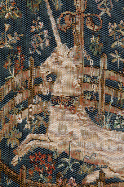 Licorne Captive Bleu Small French Tapestry Table Runner