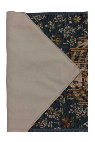 Licorne Captive Bleu Small French Tapestry Table Runner