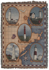 Lighthouses of the Northeast Tapestry Throw