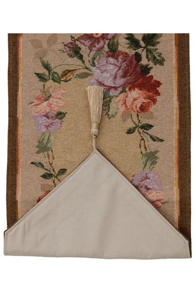 French Floral Roses Small French Tapestry Table Runner