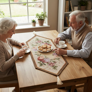 French Floral Roses Small French Tapestry Table Runner
