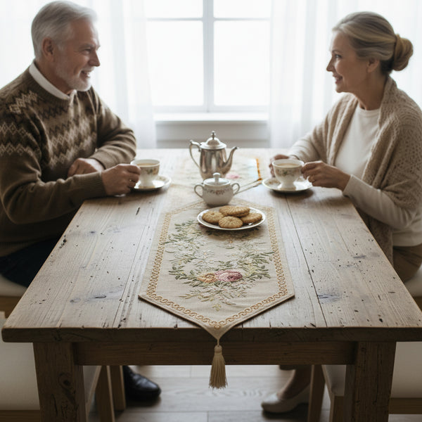 Aubusson Light I Small French Tapestry Table Runner